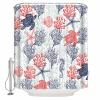 ZOE STORE Shower Curtains for Bathroom Accessories, Blue Red Coastal Polyester Fabric Bathtub Curtain with 12 Hooks, Sea Turtle Nautical Coral Summer Beach Waterproof Shower Curtains 36 x 72 Inches view 2