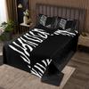 Leopard Zebra Skin Bedspread,Black White Geometric Striped Patchwork Love Bedding Set for Girls Women Adult Room Decor,Wild Animal Fur Comforter Set Romantic Couple Coverlet Quilt Queen Size view 1