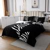 Leopard Zebra Skin Bedspread,Black White Geometric Striped Patchwork Love Bedding Set for Girls Women Adult Room Decor,Wild Animal Fur Comforter Set Romantic Couple Coverlet Quilt Queen Size view 2