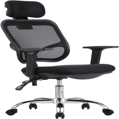Ergonomic Mesh Office Chair, High Back Desk Chair - Adjustable Height with Armrests, Lumbar Support and PU Wheels, Swivel Computer Task Chair (Grey)