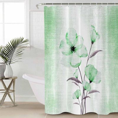 ZOE STORE Shower Curtains for Bathroom Accessories, Teal Spring Floral Polyester Fabric Bathtub Curtain with 12 Hooks, Vintage Elegant Summer Botanical Waterproof Shower Curtains 48 x 72 Inches