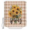 ZOE STORE Shower Curtains for Bathroom Accessories, Sunflower Polyester Fabric Bathtub Curtain with 12 Hooks, Brown Plaid Spring Floral Summer Botanical Waterproof Shower Curtains 36 x 72 Inches view 2