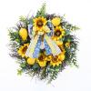 Gyabnw Lemon Wreath - Artificial Floral Front Door Decor, Large Spring Wreath with Sunflower & Lemon Accents view 1