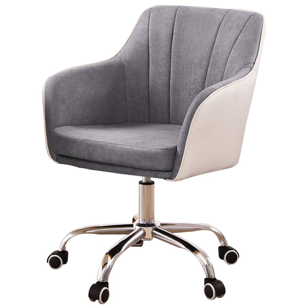 Ergonomic Office Desk Chair, Swivel Linen + PU Leather Computer Chair with Arms, Height Adjustable, Comfortable Mid - Back Executive Chair (Yellow)