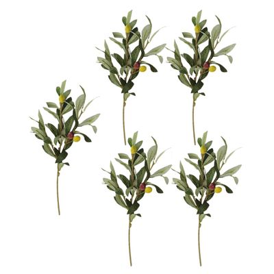 Ciieeo 5pcs Artificial Olive Branches Faux Plants for Wedding Decor Natural Looking Greenery Stems for Home Living Room Table Centerpieces -Friendly Beautiful Simulation