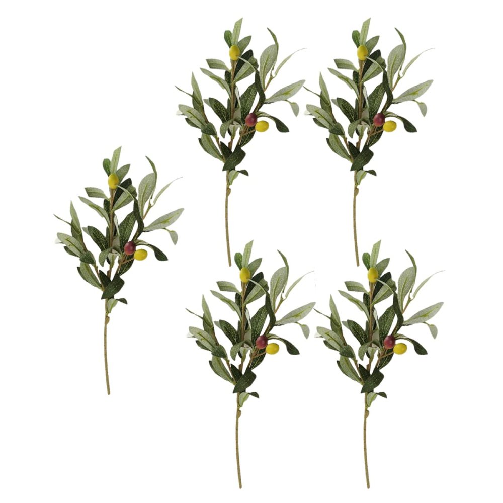 Ciieeo 5pcs Artificial Olive Branches Faux Plants for Wedding Decor Natural Looking Greenery Stems for Home Living Room Table Centerpieces -Friendly Beautiful Simulation