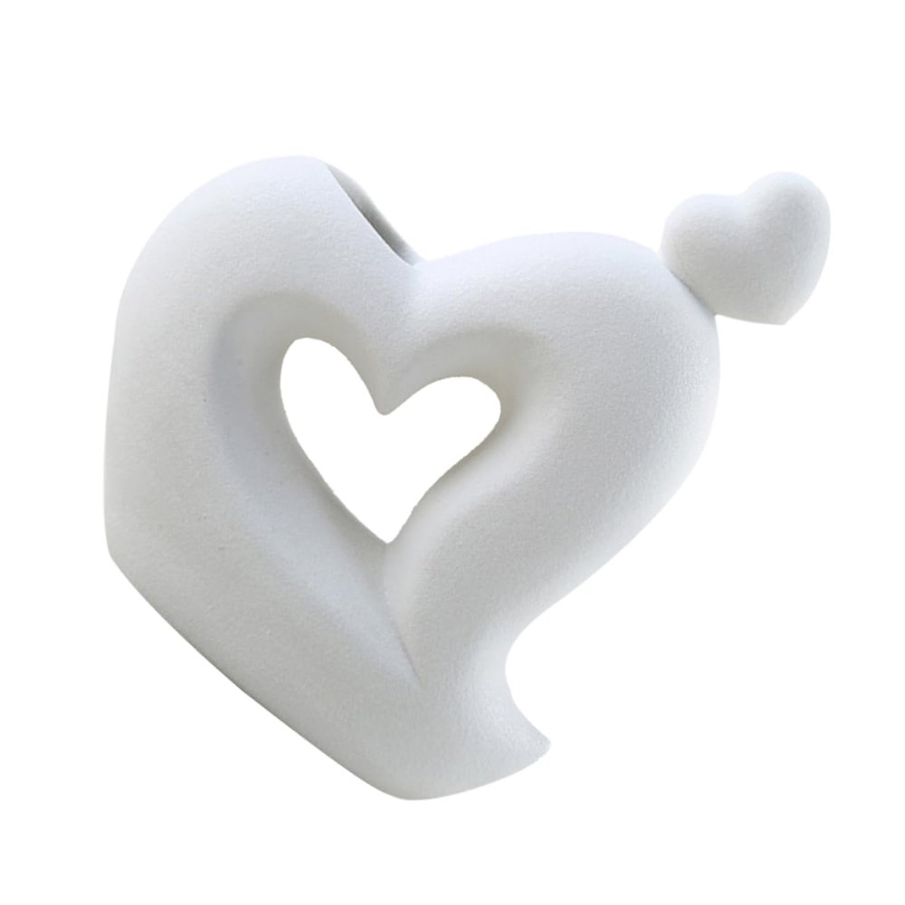 Amosfun Heart Shape Ceramic Vase Elegant Flower Arrangement Container Home Decor Pot