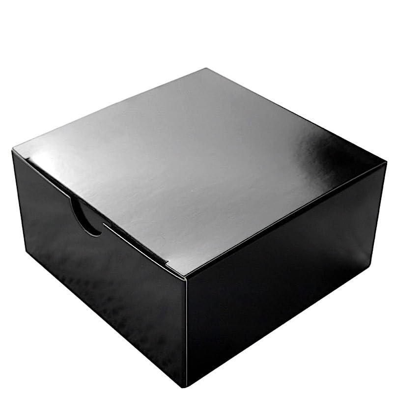 100 4 x 4 x 2" Black Cake Wedding Favors Boxes with Tuck Top for Wedding Party Birthday Candy Gifts Decorations Supplies