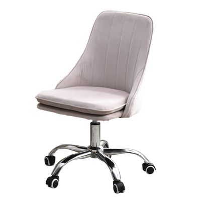 Home Velvet Office Chair, Ergonomic Mid-Back Computer Desk Chair 360 Degree Swivel, Adjustable Leisure Chair for Home Office Living Room (Grey), Pink