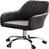 Mid Back Office Chair Ergonomic Swivel Chair Computer Chair with Velvet Upholstered, Adjustable Height Task Chair, 150kg Weight Capacity (Yellow), Dark Gray view 1