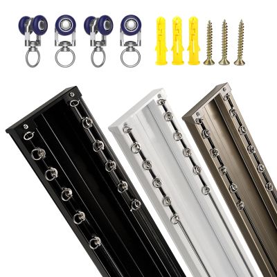 Aluminium Curtain Rail Ceiling Track Heavy Duty Double Conjoined Curtain Track Set Ceiling Mount For Office Home Bathroom Hospital Curtain Track System Shower Window Curtain ( Color : Champagne , Size