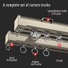 Ceiling Curtain Track, Curtain Double Tracks, Aluminium Wall Mounted Curtain Tracks System, Room Divider-Wall Curtain Track Rail for Living Room Bedroom with Roller Hooks, Room Divider Track Set ( Col view 3