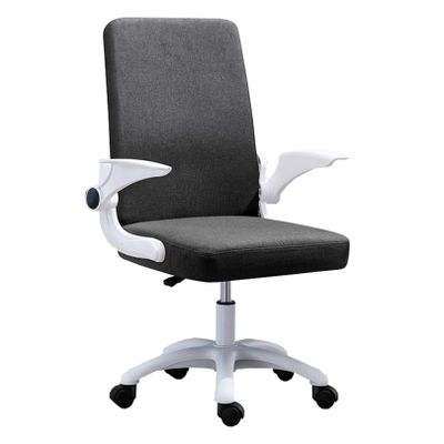 High-Back Office Chair Computer Desk Chair - Ergonomic Upholstered Cushion 360 Swivel Chair Lumbar Support & Flip Up Armrests, Seat Height: 45-52cm (Blue)