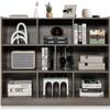 LDAILY 8 Cube Low Bookcase, 3 Shelf Horizontal Bookshelf, 3-Tier Storage Cabinet with Anti-Tipping Device, Modern Storage Shelves for Living Room, Classroom, Kids Room, Office (Gray) view 1