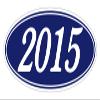 2015 Oval Year Model Stickers White on Navy Blue Vinyl 14" x 5.5", 48 Pack view 1