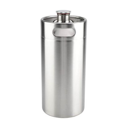 4L Beer Storage, Mini Stainless Steel Beer Barrel with Spiral Cover Lid Practical Home Hotel Supplies