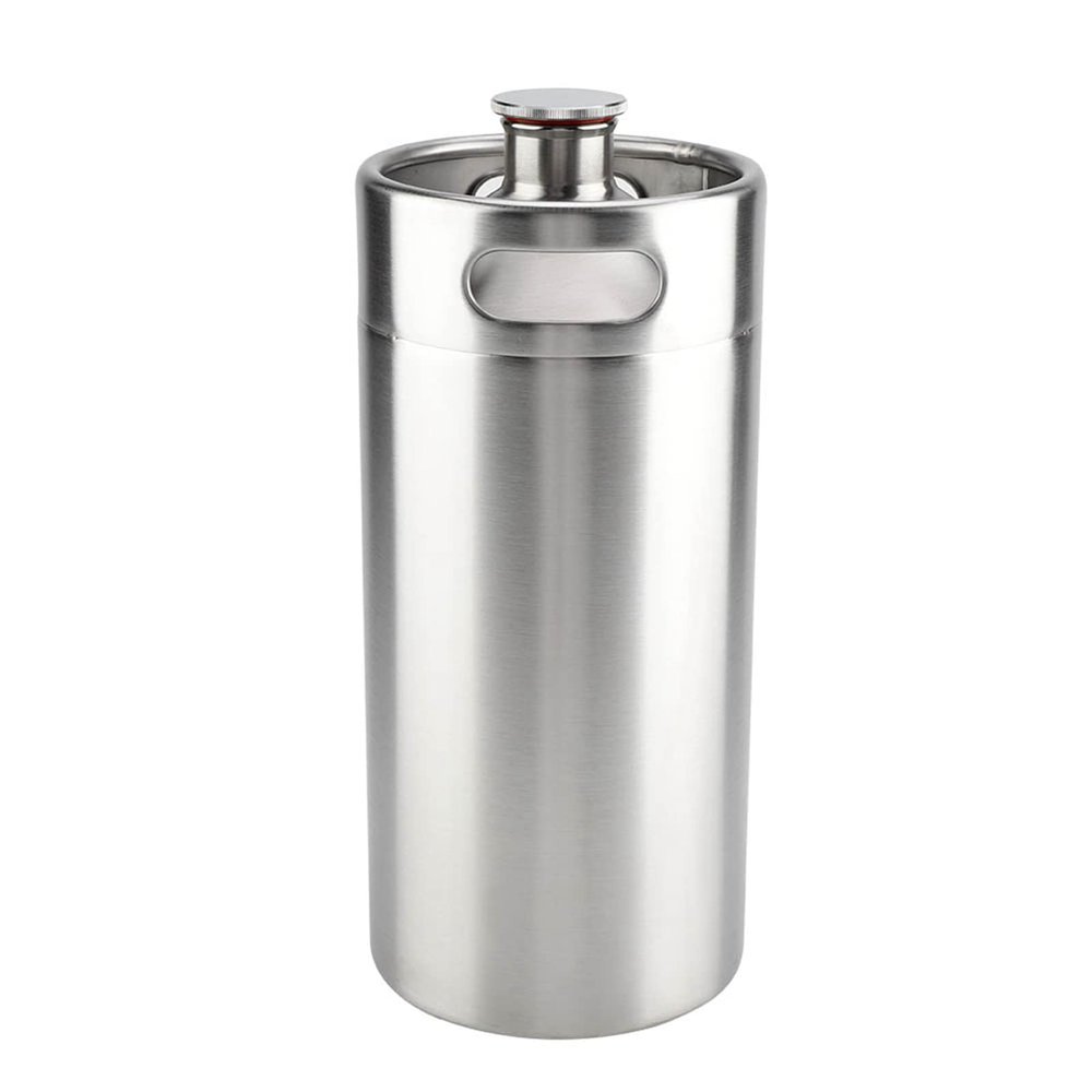 4L Beer Storage, Mini Stainless Steel Beer Barrel with Spiral Cover Lid Practical Home Hotel Supplies