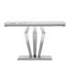 47 Inch White Marble Console Table w/Diamond Stainless Steel Base Mid-Century Modern Entryway Table for Living Room Hallway Luxury Foyer Table Sofa Table witn High Glossy Finish view 3