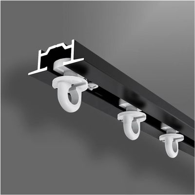 12m/39.3ft Metal Built-in Aluminum Curtain Track, Ceiling Mount, Commercial Hidden Privacy Room Divider Rod for Hospital, Heavy Duty Curtain Rail System,Black