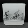 Animo Glass Votive Tea Light Candle Holder, Frosted Etched Glass Holders with Cycling Design Clear Tealight Candle Holder Cycling Gifts - Bicycle Decor - Birthday Gift for Cyclist view 1