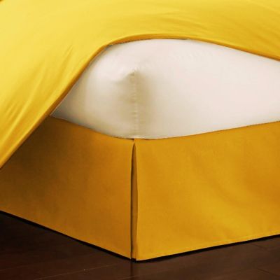 Olympic Queen Size Bed Skirt Gold Luxurious 600 Thread Count Box Pleated Bed Skirt with 14" Drop Length - Crafted from Pure Cotton, Split Corner Design, (66 X 80) Olympic Queen