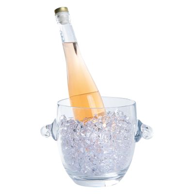 Bar Lux 2.1 Quarts Champagne Bucket, 1 Heavy-Duty Champagne Bucket With Tongs - Dishwashable, Shatterproof, Clear PC Plastic Ice Bucket, Keep Beverages Cold - Restaurantware