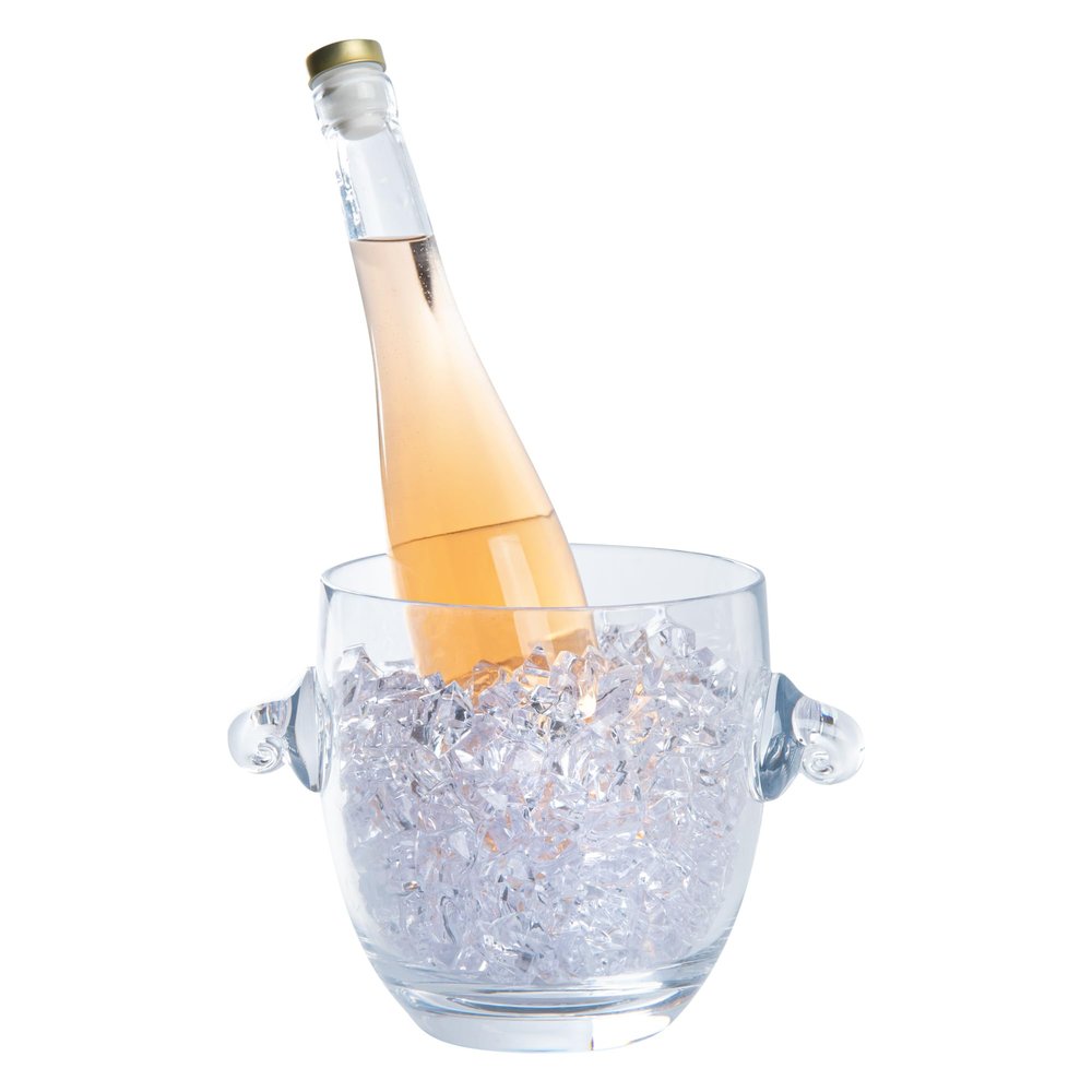 Bar Lux 2.1 Quarts Champagne Bucket, 1 Heavy-Duty Champagne Bucket With Tongs - Dishwashable, Shatterproof, Clear PC Plastic Ice Bucket, Keep Beverages Cold - Restaurantware