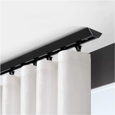HomeLoft Basics 20ft/609.6cm Curtain Track Room Divider Rod Ceiling Mount, Cuttable Metal Curtain Rail System for Cinema Theater/Privacy Partition,Black
