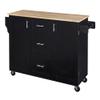 Rolling Mobile Kitchen Island Cart Cabinet with Door Internal Storage Rack, 3 Drawers and 2 Slide-Out Shelves for Dining Room view 3