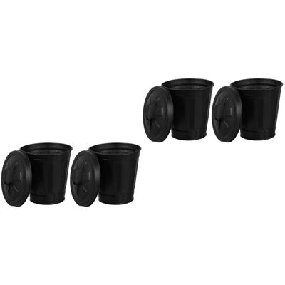 PRETYZOOM 4pcs Small Galvanized Trash Can Lid Wastebasket for Indoor Plants Nursery Pot Storage Bin