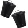 PRETYZOOM 4pcs Small Galvanized Trash Can Lid Wastebasket for Indoor Plants Nursery Pot Storage Bin view 2