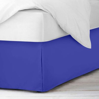Twin Size Bed Skirt Royal Blue Luxurious 600 Thread Count Box Pleated Bed Skirt with 14" Drop Length - Crafted from Pure Cotton, Split Corner Design,