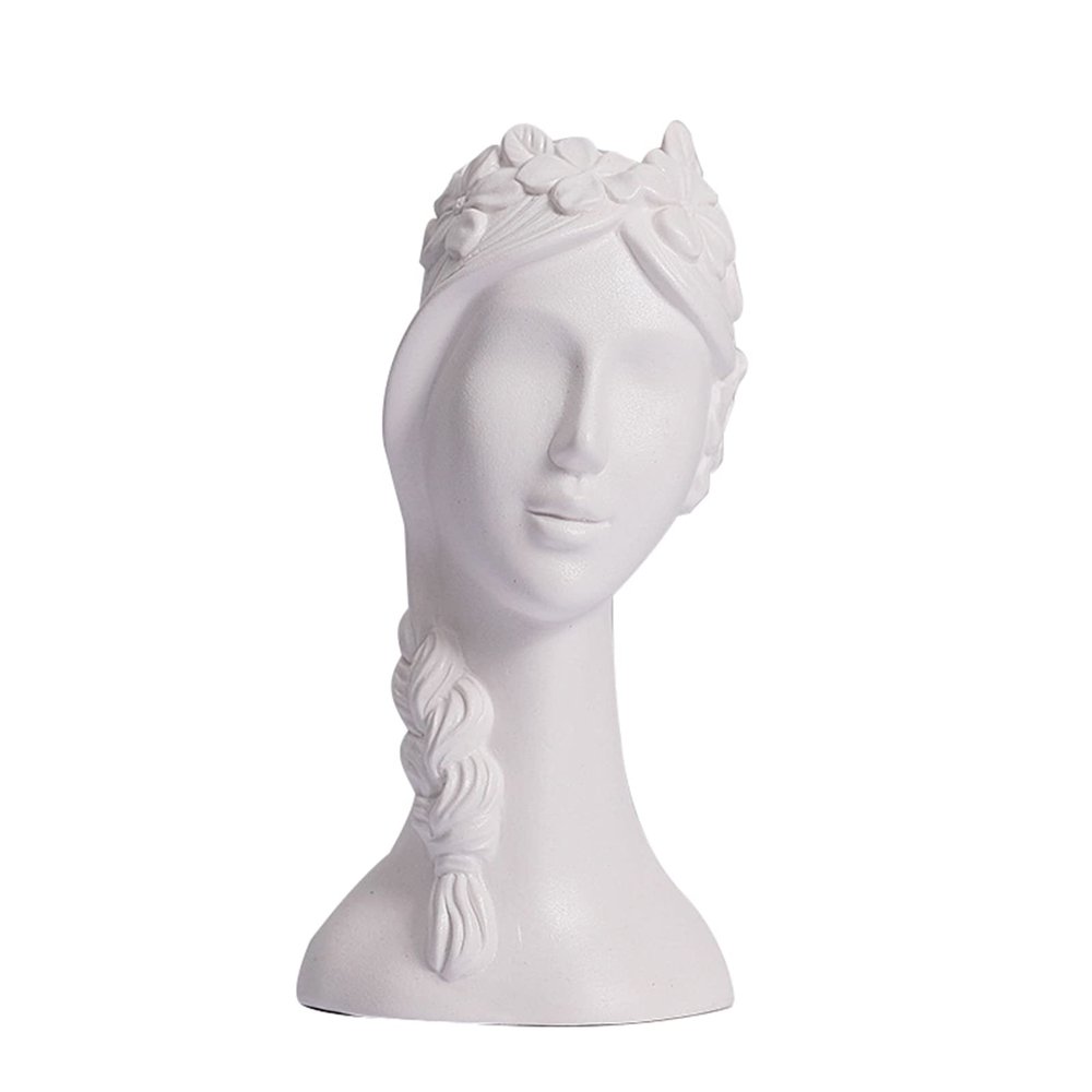 Female Face Vase,Human Body Ceramic Vase,Creative Elegant Woman Arrangement Flower Vase, Abstract Figure Flower Arrangement Ornaments for Home Office Living Room Wedding and