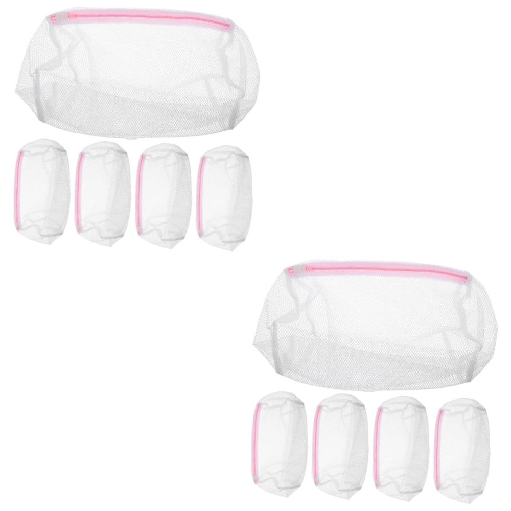 PRETYZOOM 10pcs Fine Mesh Cylinder Laundry Bag for Delicate Washing Reusable Zipper Bags for Machine Washing and Travel Organization