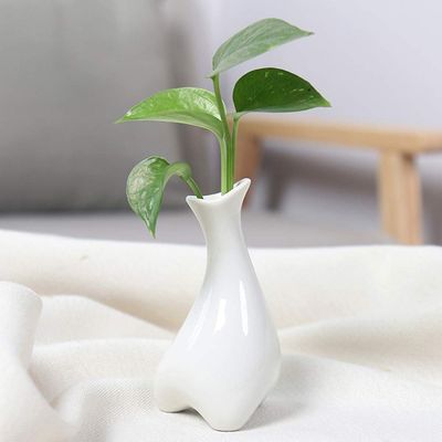 Ceramic Flower Vase, Small Flower Vase for Decor, Cute Small Floral Vase, Flower Vases for Centerpieces, Modern Floral Vase for Home Living Room Desk Window Sill(White)