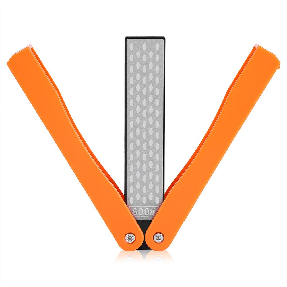 Double Sided 400/600# Sharpener Stone, Portable Folding Whetstone for Coarse Fine Grinding, Ideal for Kitchen Tools, Scissors, Cutter, Shave Tool, Camping (Yellow)