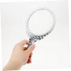 WOFASHPURET Retro Handle Mirror Decorating Tools Mirror for Dresser Handheld Mirrors Embossed Vanity Mirror Hand Makeup Mirror Dresser Mirror Pocket Tool Glass Travel Antique European Style, Silver view 2