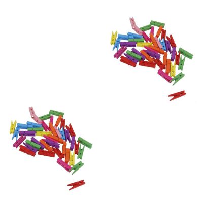 PRETYZOOM 100pcs Mini Wooden Photo Clips Clothespins for Home Decorations for Hanging Pictures Cards Craft Projects and