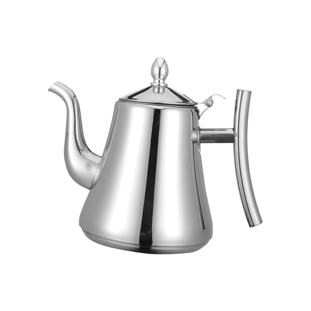 Ciieeo Stainless Steel Tea Pot with Inner Strainer Easy Grip Kettle for Home Restaurant Use Stylish Design for Loose Leaf Blooming Tea