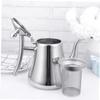 Ciieeo Stainless Steel Tea Pot with Inner Strainer Easy Grip Kettle for Home Restaurant Use Stylish Design for Loose Leaf Blooming Tea view 2
