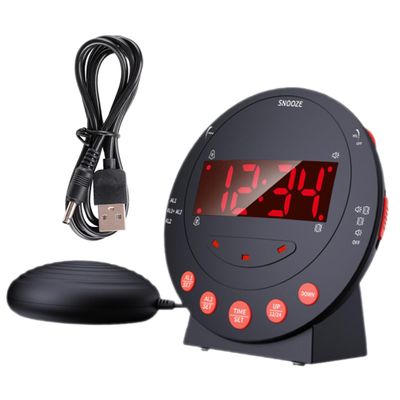 Amosfun 1set Loud Alarm Clock with Bed Shaker for Heavy Sleepers Hard of Hearing for Home Use USB Charging Ports Included