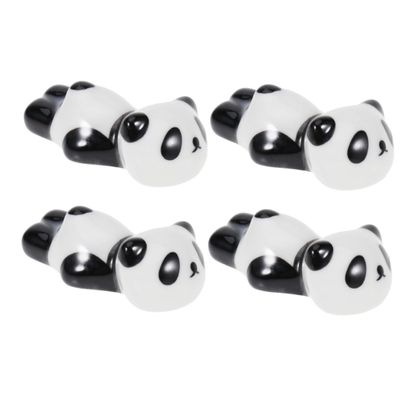 Ciieeo 4pcs Ceramic Panda Chopsticks Holder Cute Cartoon Animal Design for Tableware Home Kitchen Use Lightweight and Portable Chopsticks Rest Black White