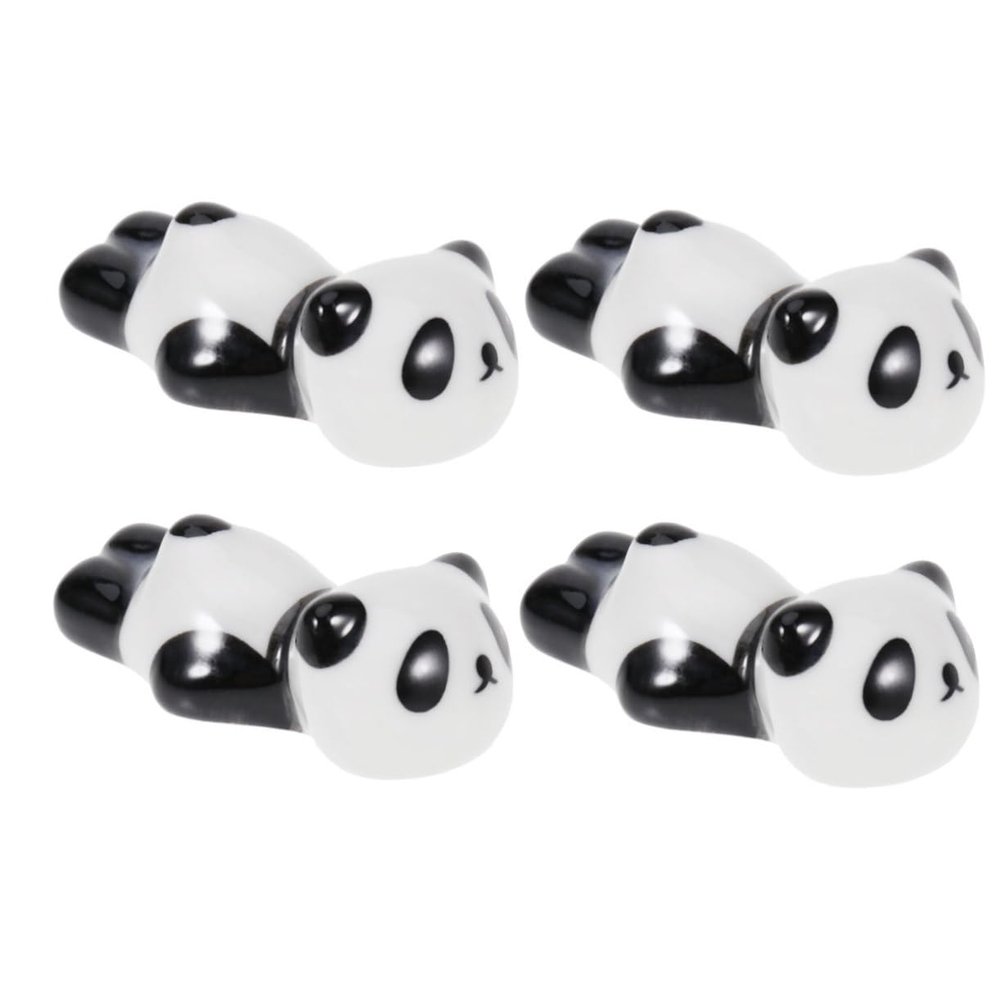 Ciieeo 4pcs Ceramic Panda Chopsticks Holder Cute Cartoon Animal Design for Tableware Home Kitchen Use Lightweight and Portable Chopsticks Rest Black White