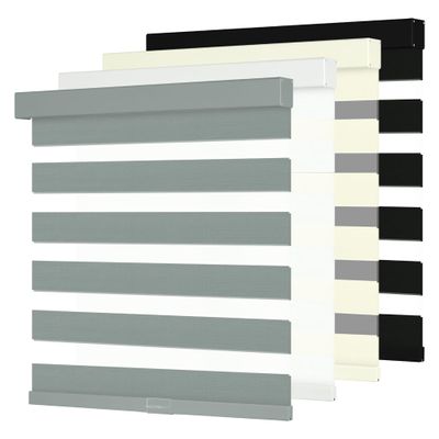 Boolegon Cordless Zebra Blinds for Windows Light Filtering Roller Shades Dual Layer Day and Night Privacy,Light Control,Easy to Install for Home, Grey, 69" W x 64" H