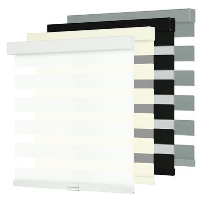 Boolegon Cordless Zebra Blinds for Windows Light Filtering Roller Shades Dual Layer Day and Night Privacy,Light Control,Easy to Install for Home, White, 24" W x 64" H
