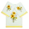 KHALPERA Jubilant 3-Piece Towel Set, Embroidered Sunflower & Lavender, 100% Turkish Cotton, Super Absorbent, Country Charm Decor, 1 Bath 2 Hand Towels, Aqua view 1
