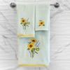 KHALPERA Jubilant 3-Piece Towel Set, Embroidered Sunflower & Lavender, 100% Turkish Cotton, Super Absorbent, Country Charm Decor, 1 Bath 2 Hand Towels, Aqua view 4