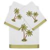 KHALPERA Flourish 3-Piece Towel Set, Embroidered Palm Tree Design, 100% Turkish Cotton, Super Absorbent & Luxurious, Tropical Bathroom Decor, 1 Bath 2 Hand Towels, Silver view 1