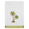 KHALPERA Flourish 3-Piece Towel Set, Embroidered Palm Tree Design, 100% Turkish Cotton, Super Absorbent & Luxurious, Tropical Bathroom Decor, 1 Bath 2 Hand Towels, Silver view 2