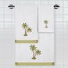 KHALPERA Flourish 3-Piece Towel Set, Embroidered Palm Tree Design, 100% Turkish Cotton, Super Absorbent & Luxurious, Tropical Bathroom Decor, 1 Bath 2 Hand Towels, Silver view 4